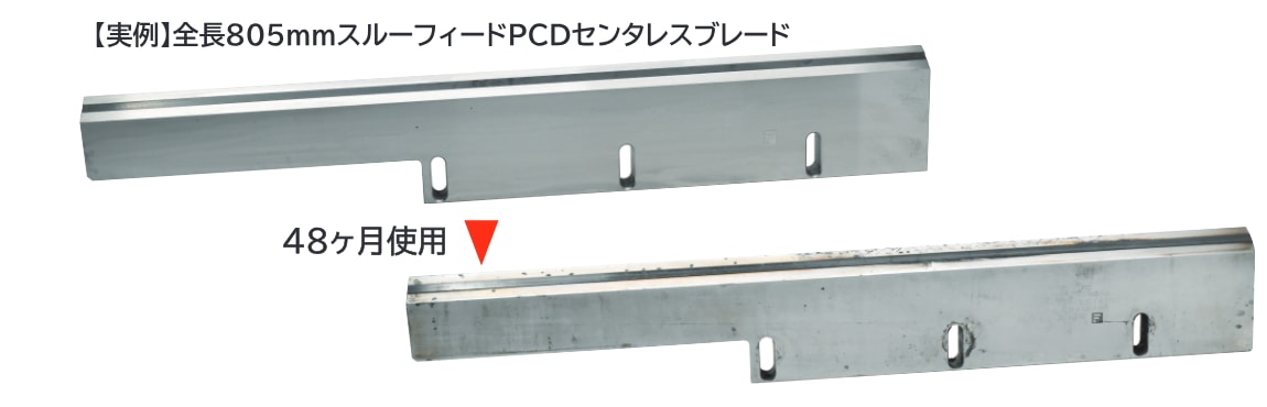 48か月使用した長尺スルーフィードPCDセンタレスブレードの実例